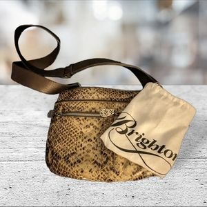 Brighton snakeskin embossed leather shoulder crossbody handbag purse bag
